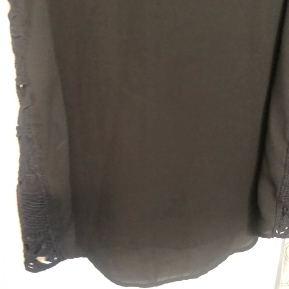 Banana Republic large black tank top sleeveless crochet front semi sheer back - Picture 7 of 16